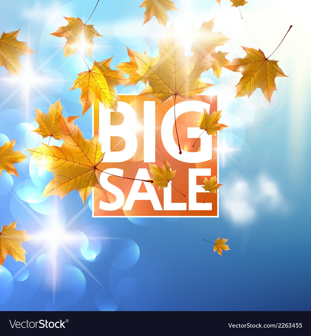 Autumn sale poster with gold maple leaves