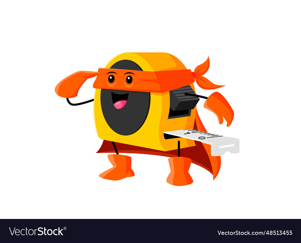 Cartoon tape measure superhero character