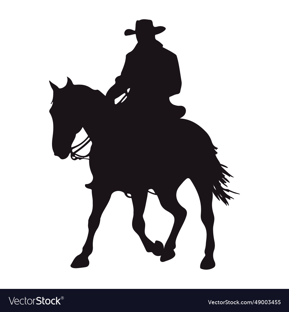 Cowboy silhouette in horse profile Royalty Free Vector Image