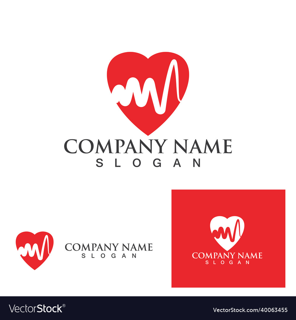 Heart beat hopital logo template Royalty Free Vector Image