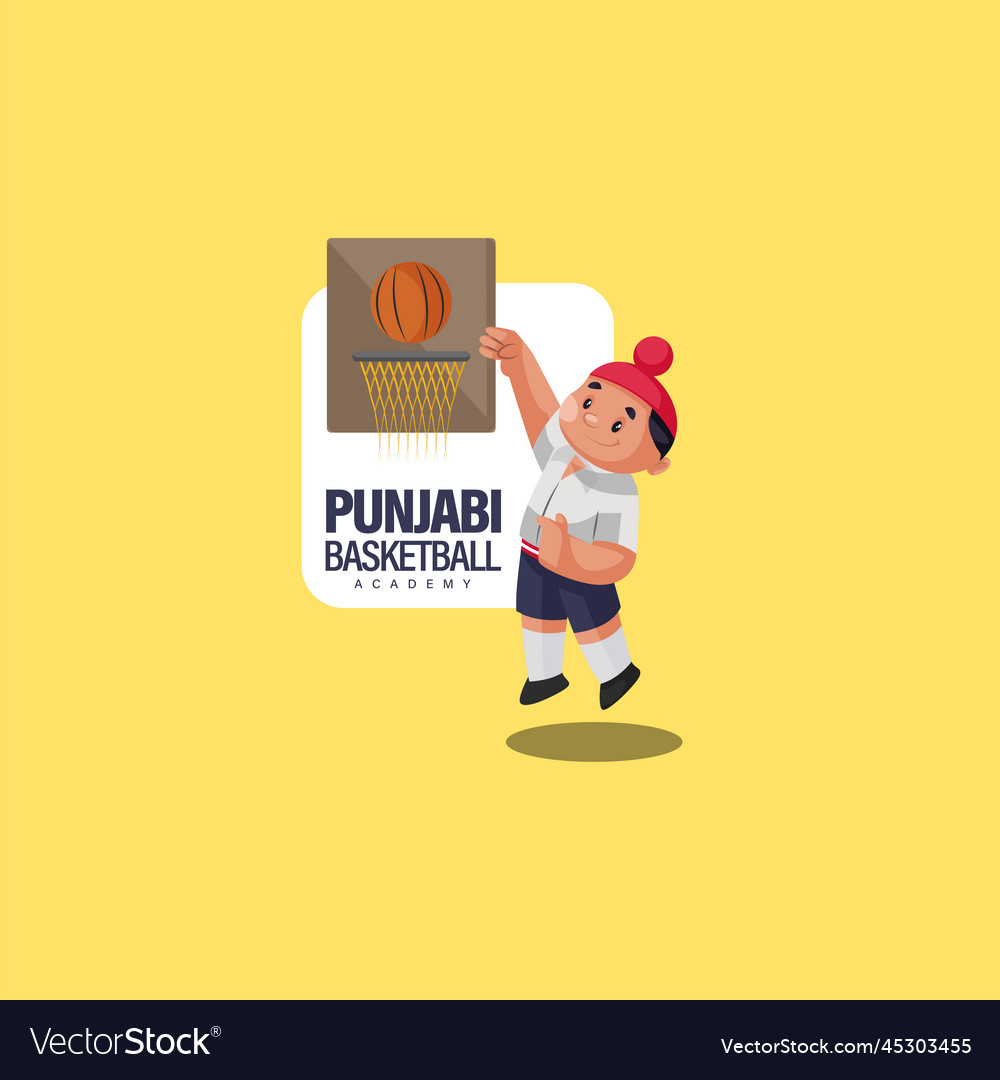Punjabi basketball academy indian mascot logo Vector Image