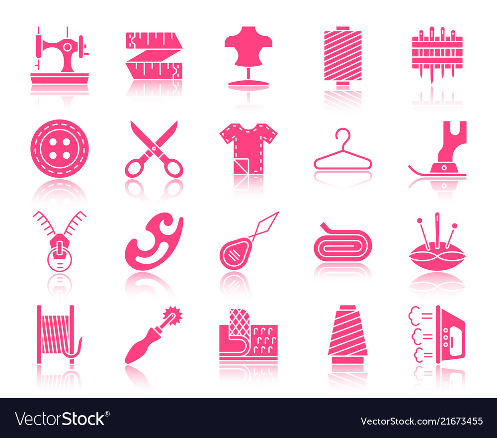 Sewing color silhouette icons set