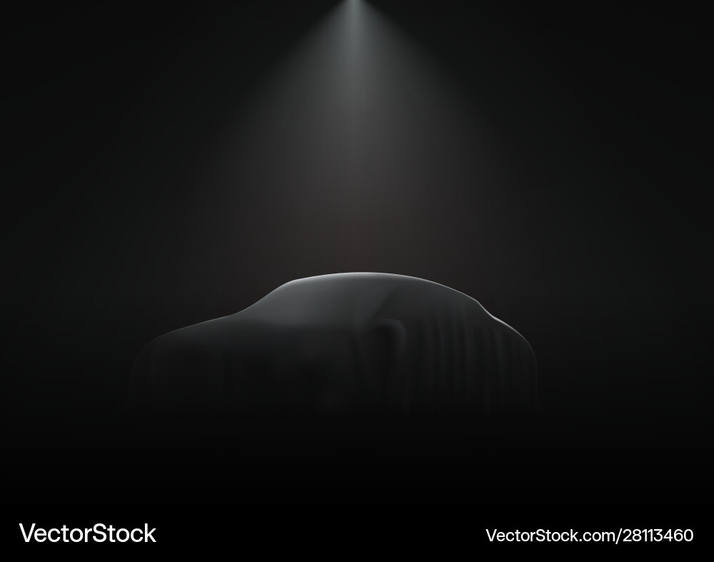 Car is covered with dark cloth on black Royalty Free Vector