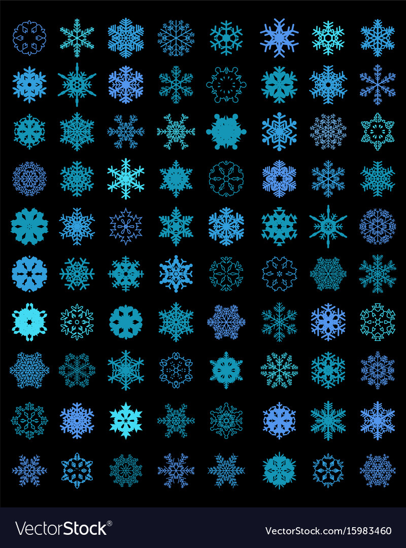 Different blue snowflakes Royalty Free Vector Image