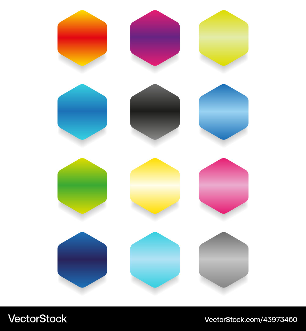 Empty hexagon web button set Royalty Free Vector Image