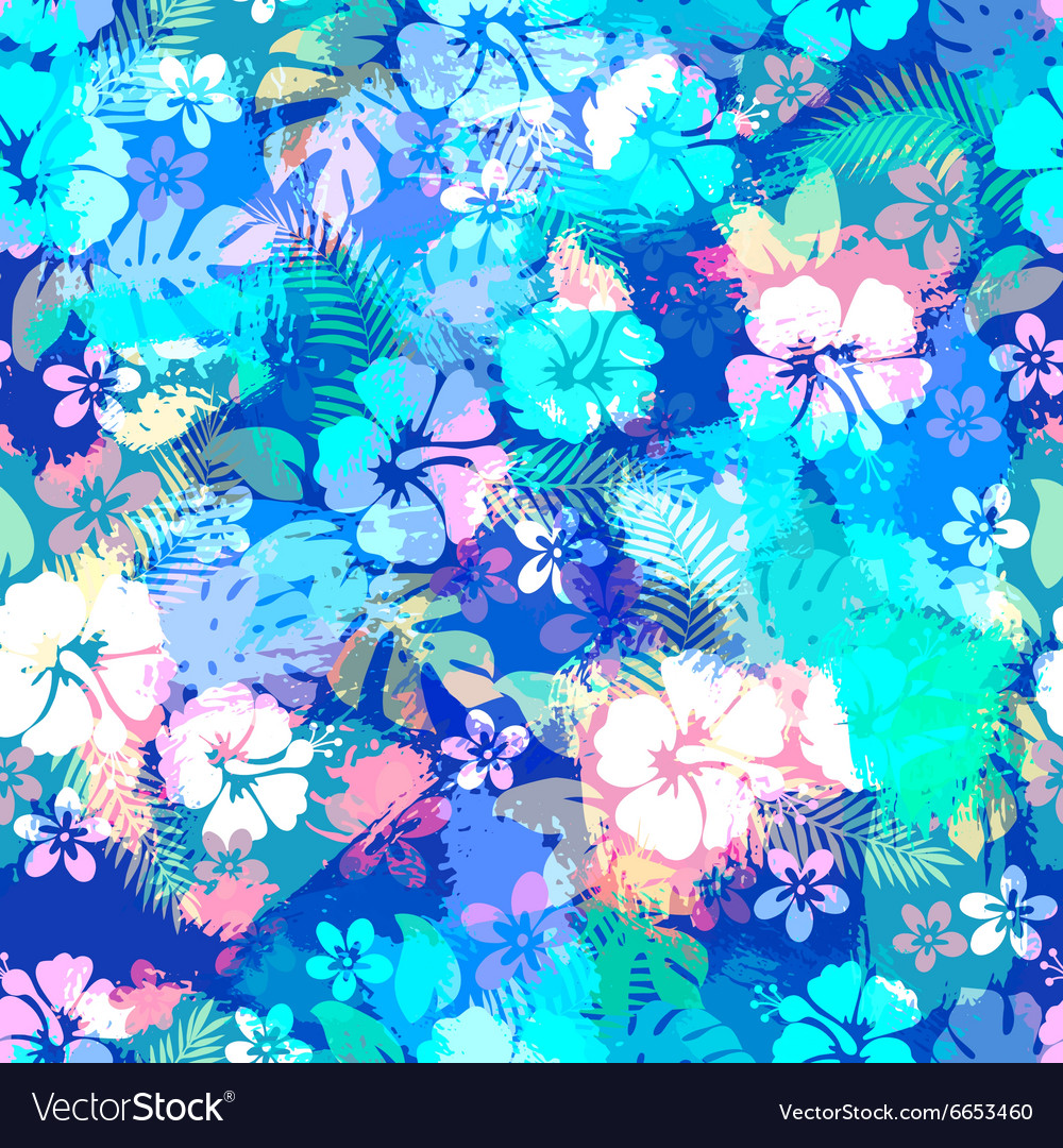 Hawaiian Tropical Floral Seamless Pattern Vector Image 3703