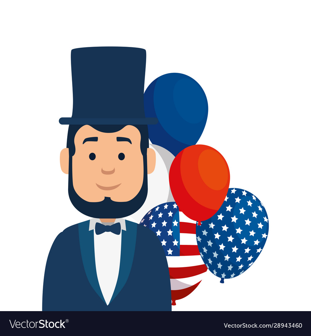 Isolated usa president man and balloons Royalty Free Vector