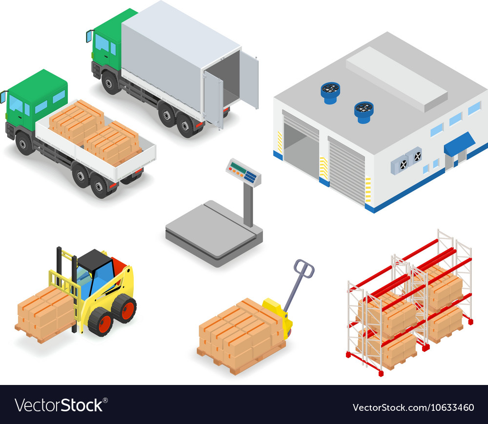 Loading or unloading a truck in the warehouse