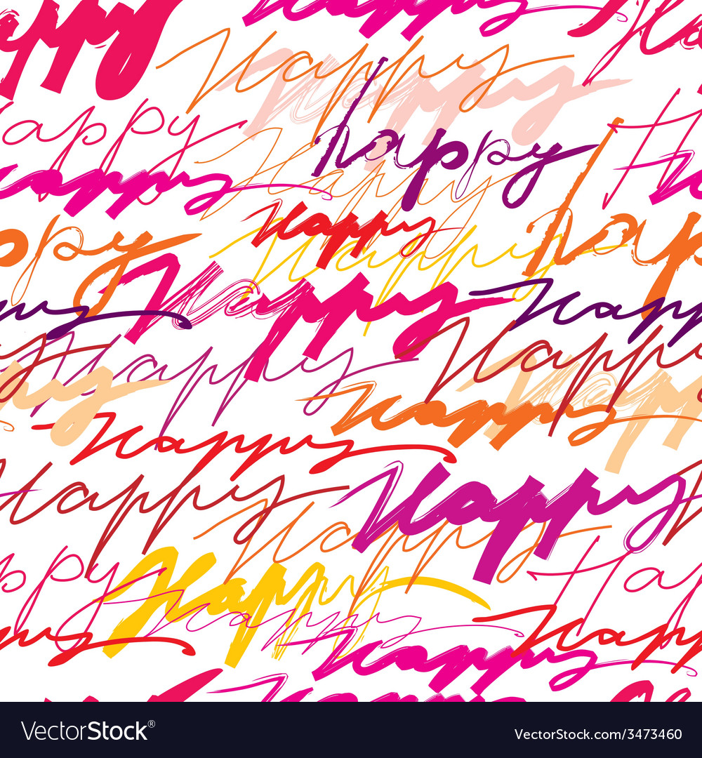 Script pattern happy Royalty Free Vector Image