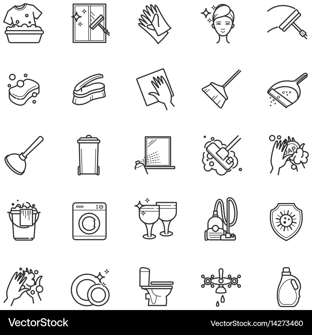 Thin Line Set Cleaning Icons Royalty Free Vector Image