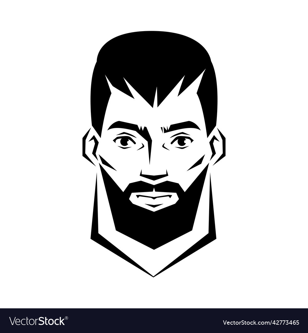 Black and white portrait of brutal man Royalty Free Vector