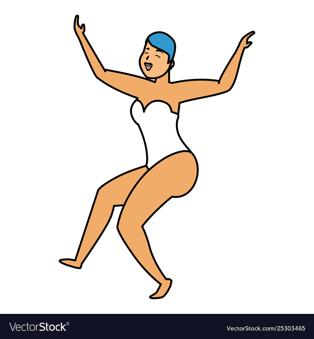 Dancer woman in swimsuit character