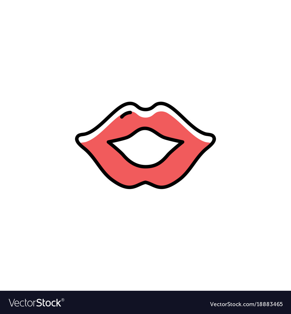 Lips icon thin line art design flat