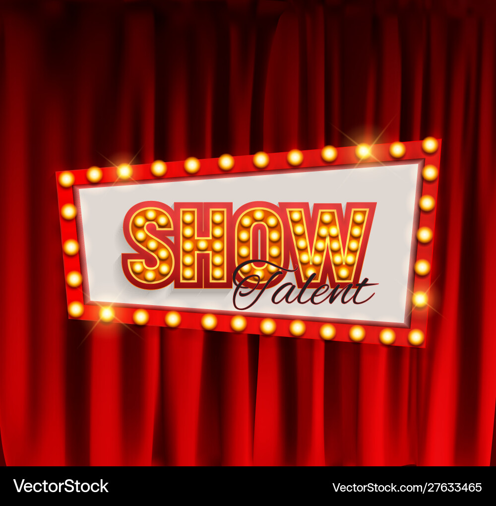 Realistic show announcement board with bulb frame Vector Image