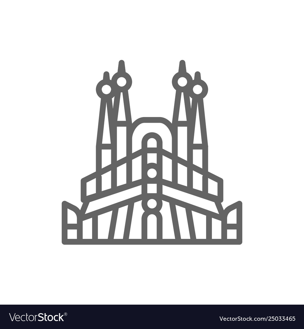 Sagrada familia spain landmark line icon