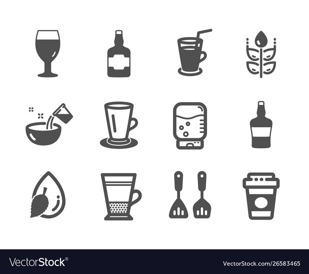 Set food and drink icons such as water drop