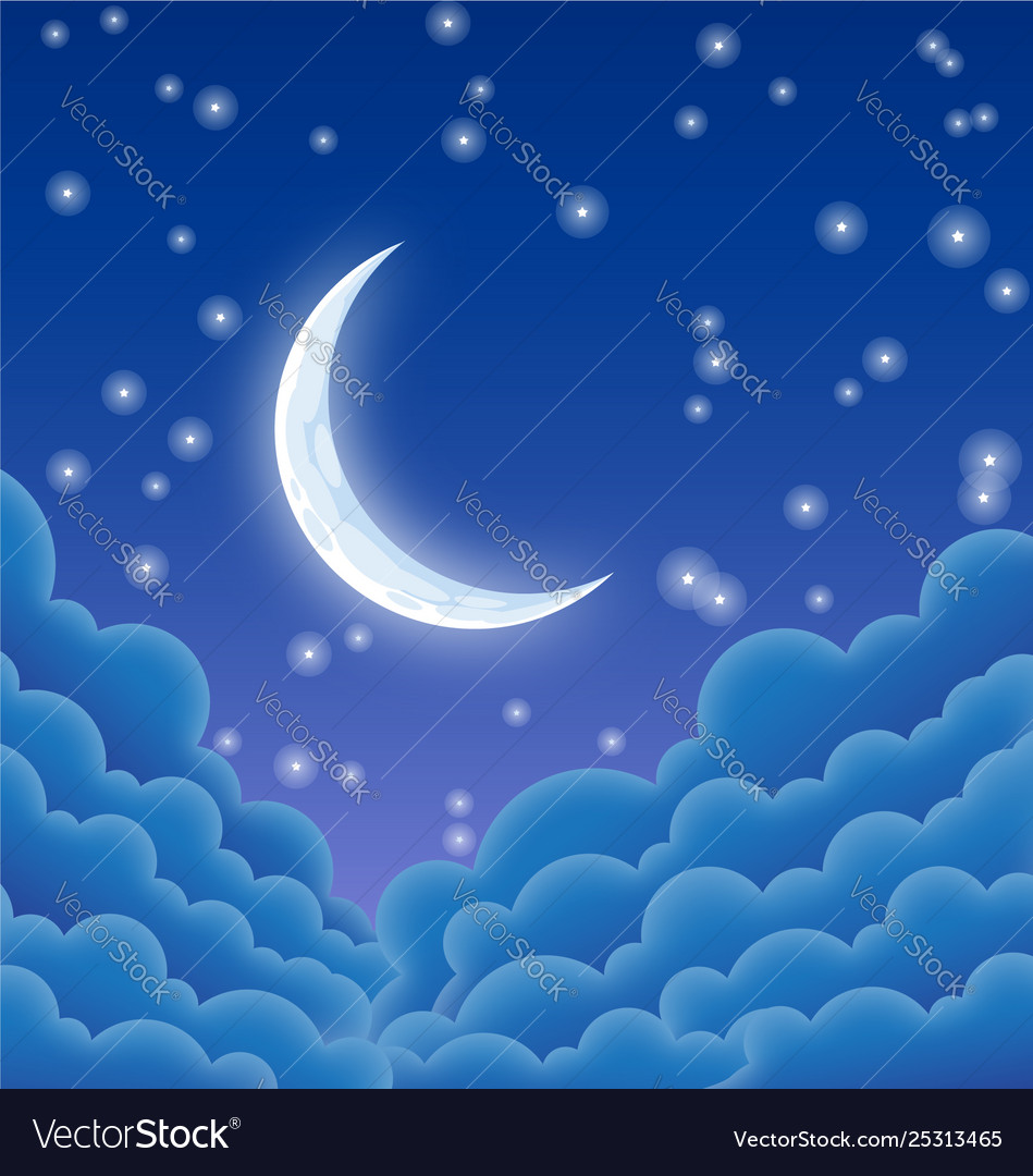 Starry moonlit night Royalty Free Vector Image