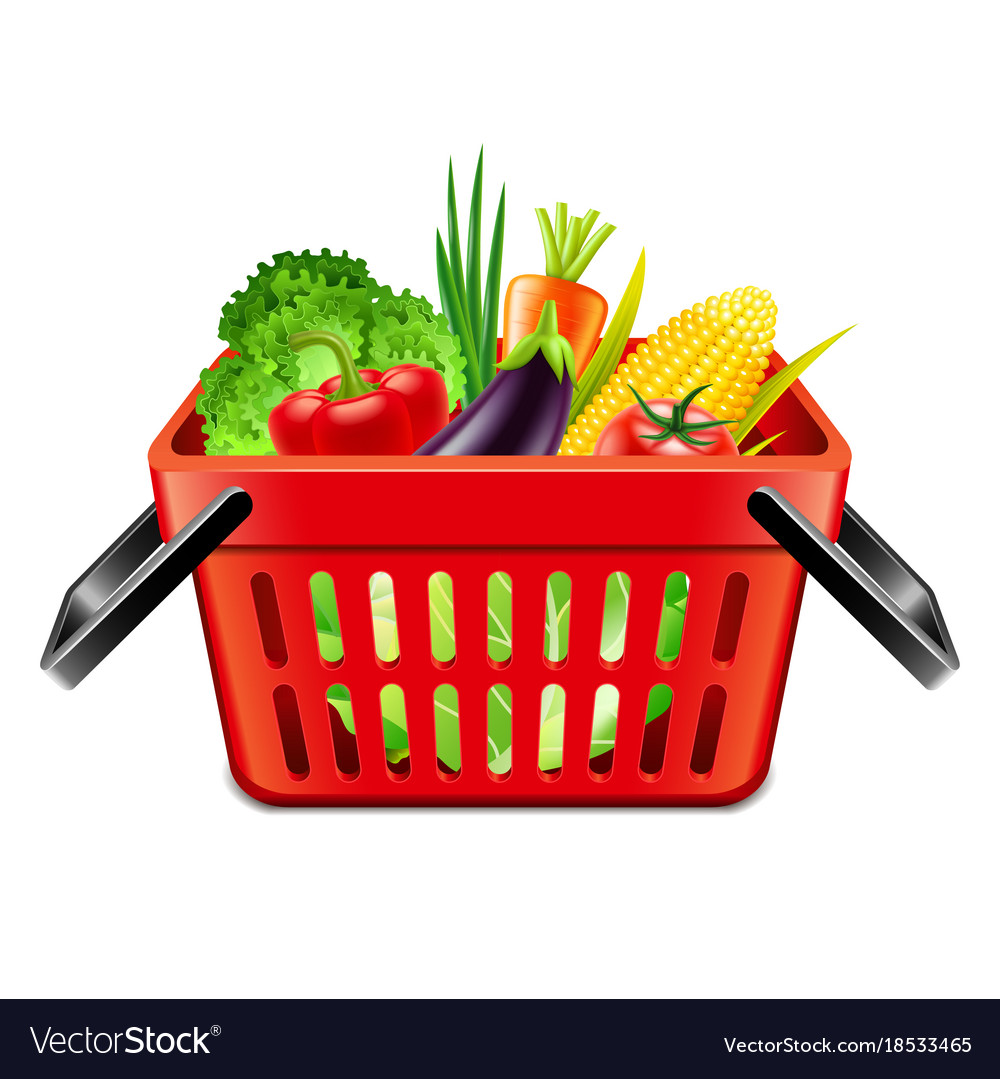 Vegetables In Supermarket Basket Isolated Vector Image 0266