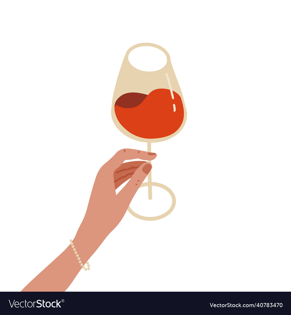 A wineglass in female hand elegant holding