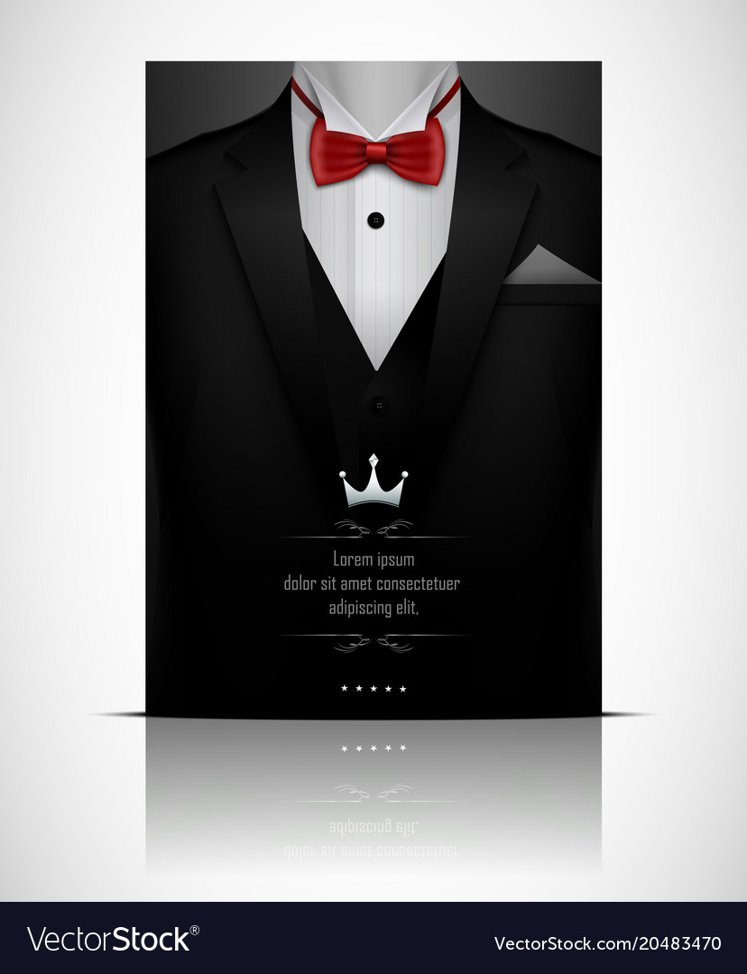 Black Suit And Tuxedo With Red Bow Tie Royalty Free Vector