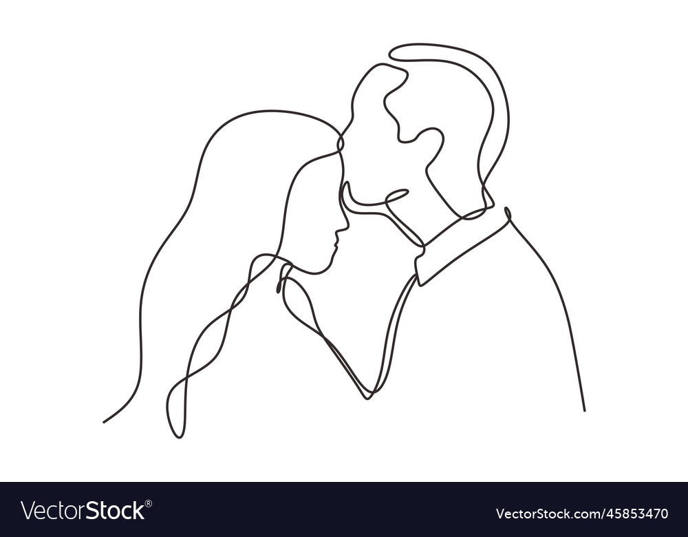 Continuous Line Drawing. Romantic Couple in Love. Man and Woman