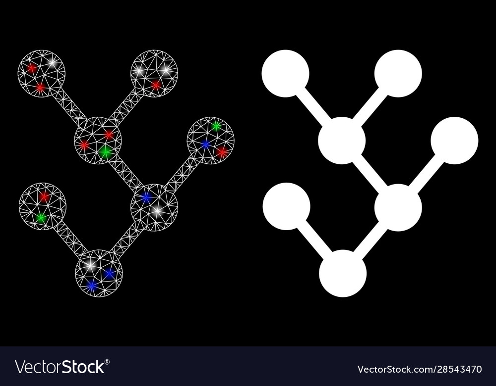 Flare mesh network binary tree icon with