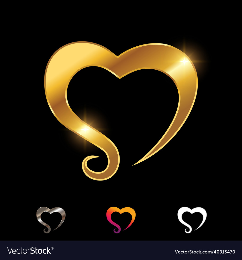 Golden luxury heart love sign Royalty Free Vector Image