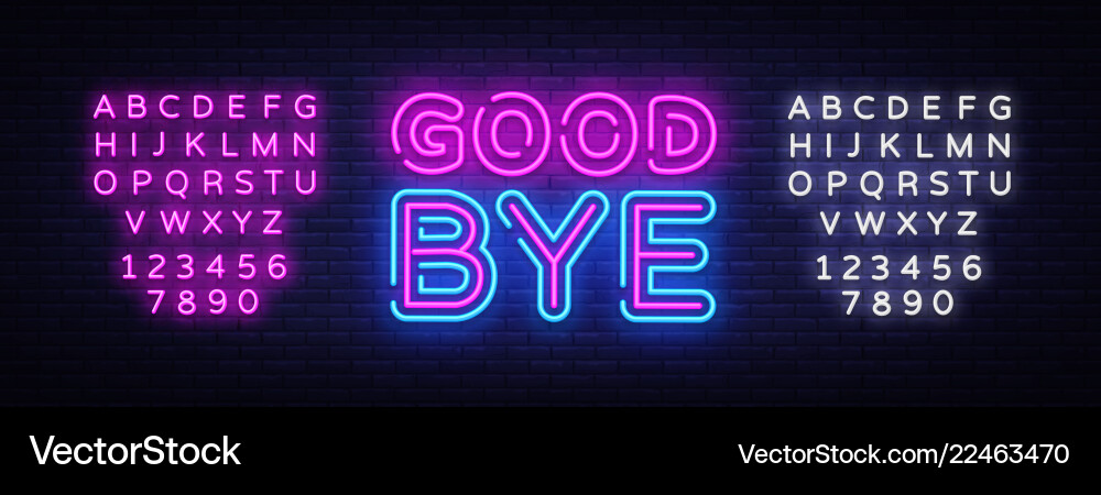 Good Bye Neon Text Design Template Good Royalty Free Vector
