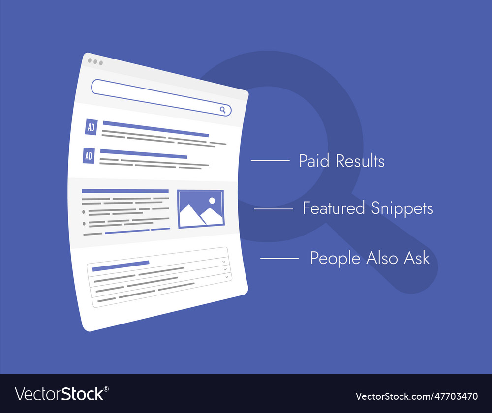 Maximize search results with featured snippets Vector Image