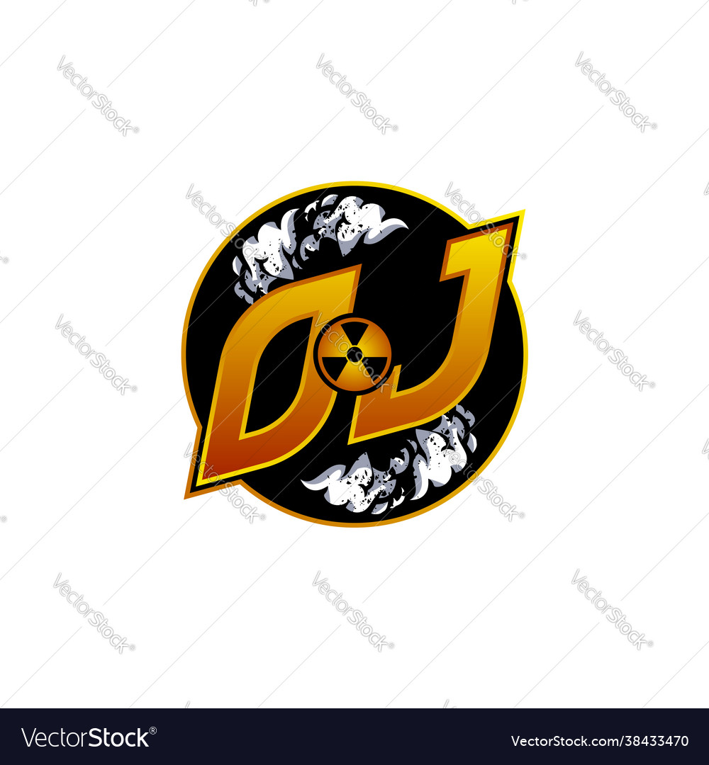 Oj logo monogram esport gaming with gas shape