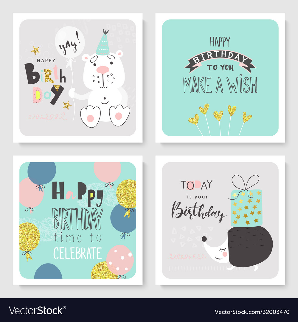 Set birthday greeting cards and party vector image Set birthday greeting cards and party