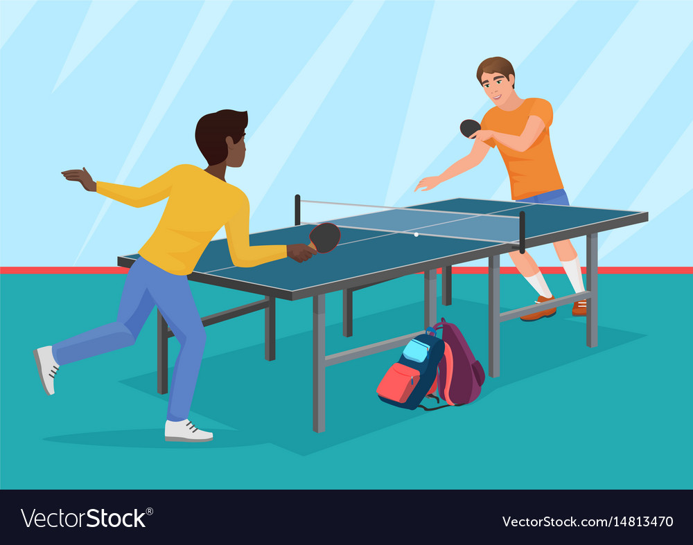 Table tennis sport two man playing ping pong game Vector Image