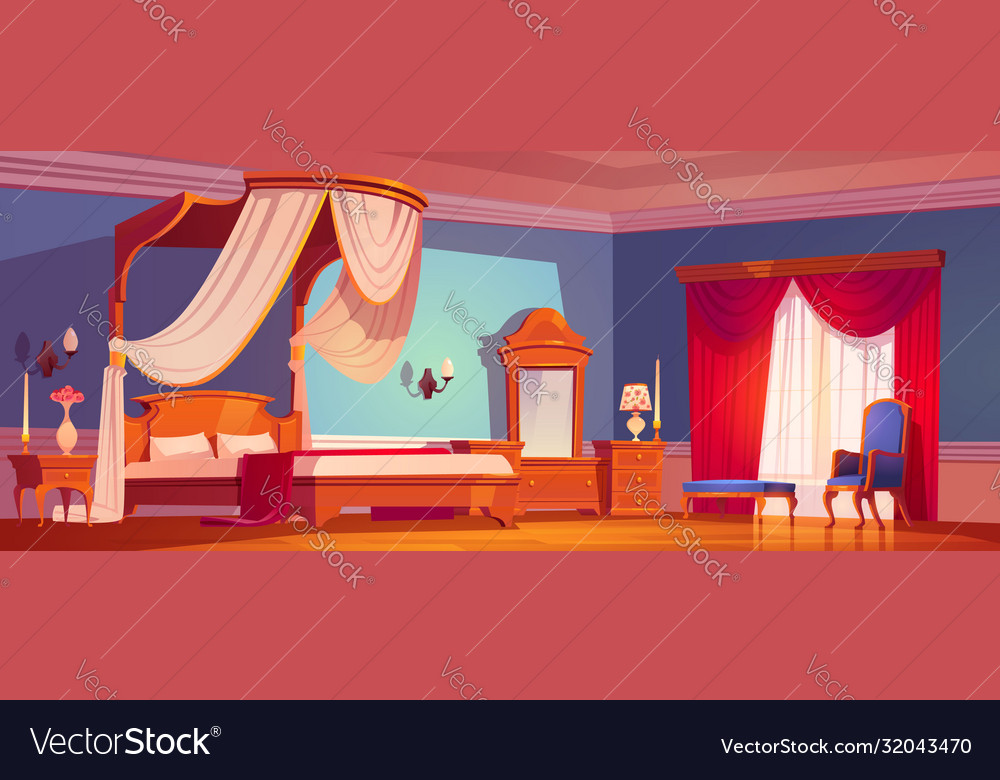 Victorian bedroom royal interior at morning Vector Image