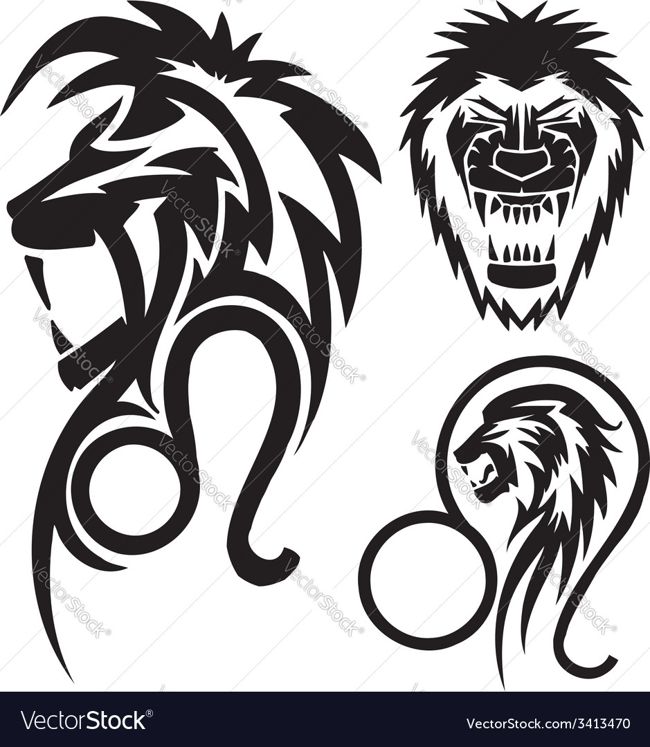 Zodiac signs lion vinyl ready set Royalty Free Vector