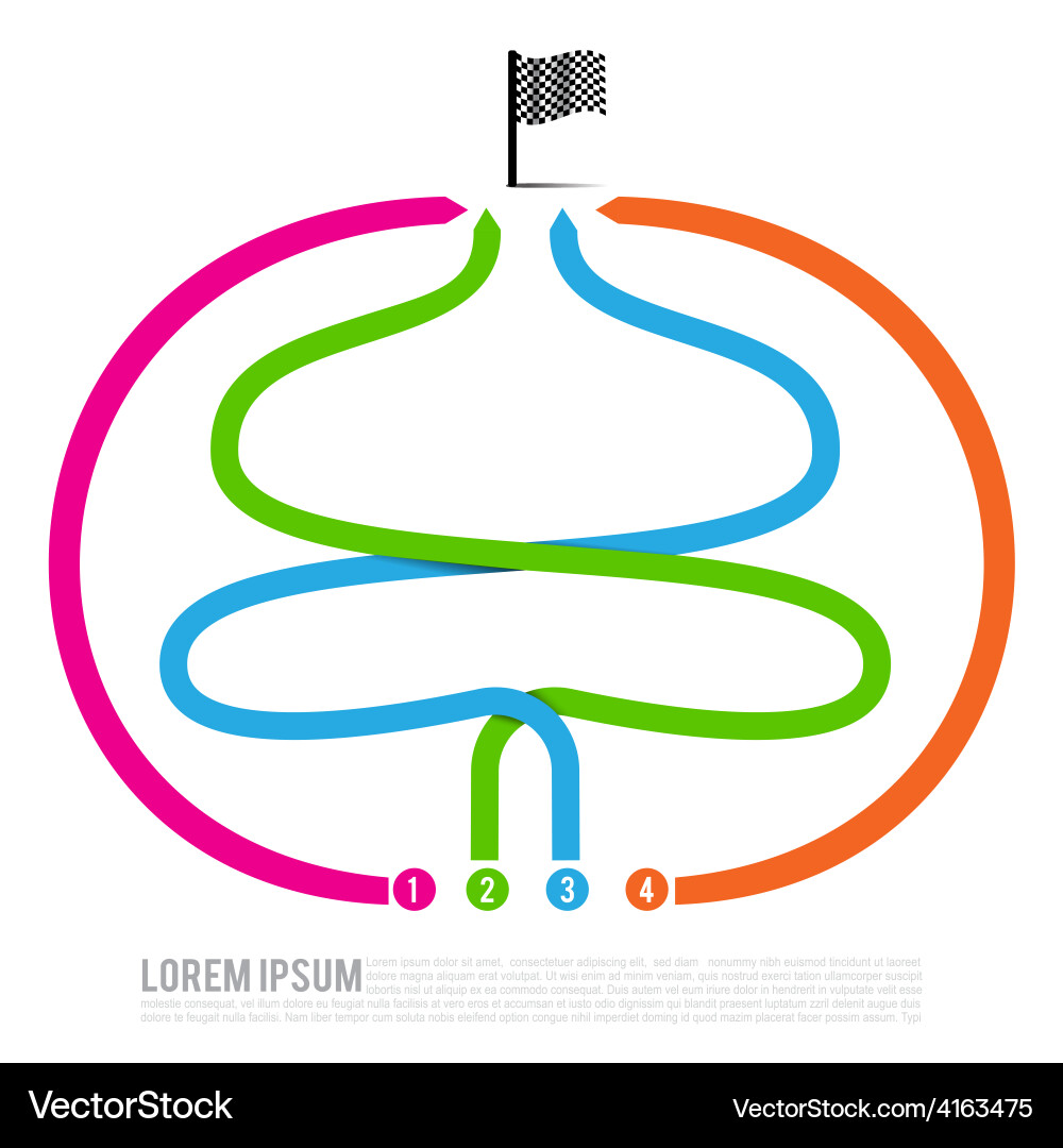 Abstract four color path competition solution way Vector Image