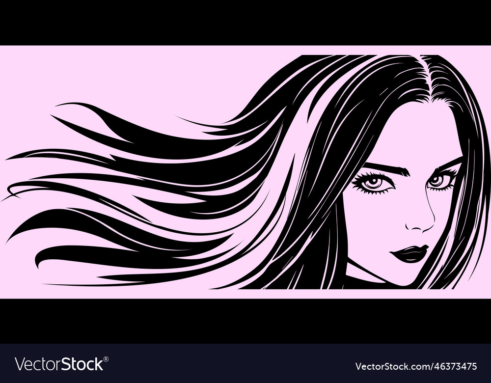 Beautiful girl with long hair in manga style Vector Image