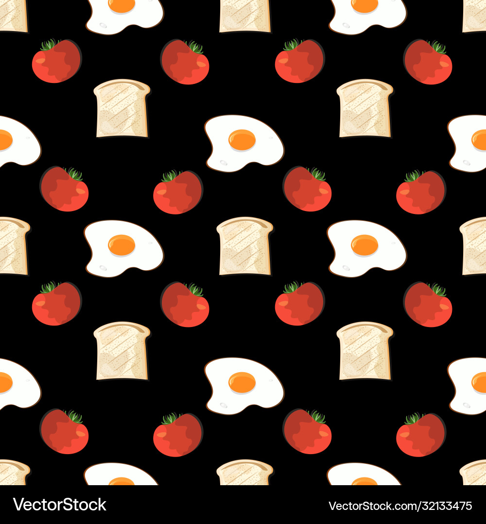 Breakfast seamless pattern with toasts tomatoes Vector Image