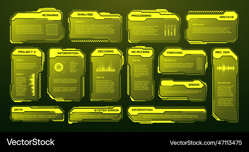 Yellow futuristic hud ui elements sci-fi user Vector Image