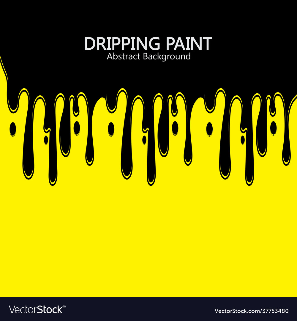 Black ink dripping paint spill leaking on yellow