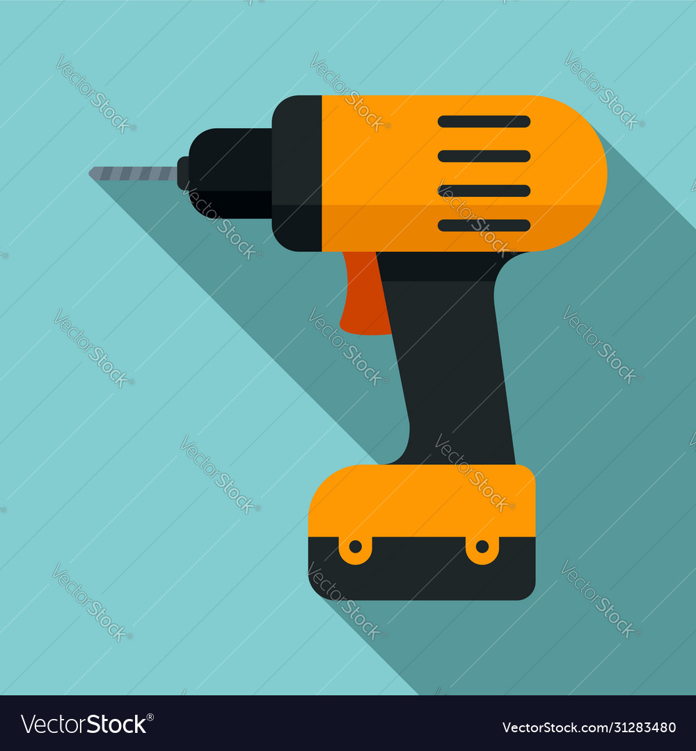 Electric Drill Icon Flat Style Royalty Free Vector Image