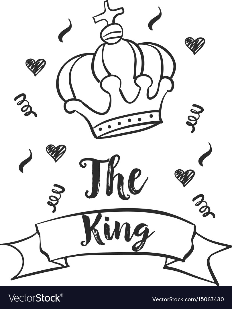 Hand Draw King Crown Doodles Royalty Free Vector Image