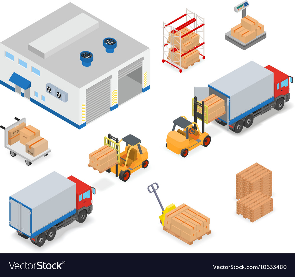 Loading or unloading a truck in warehouse Vector Image