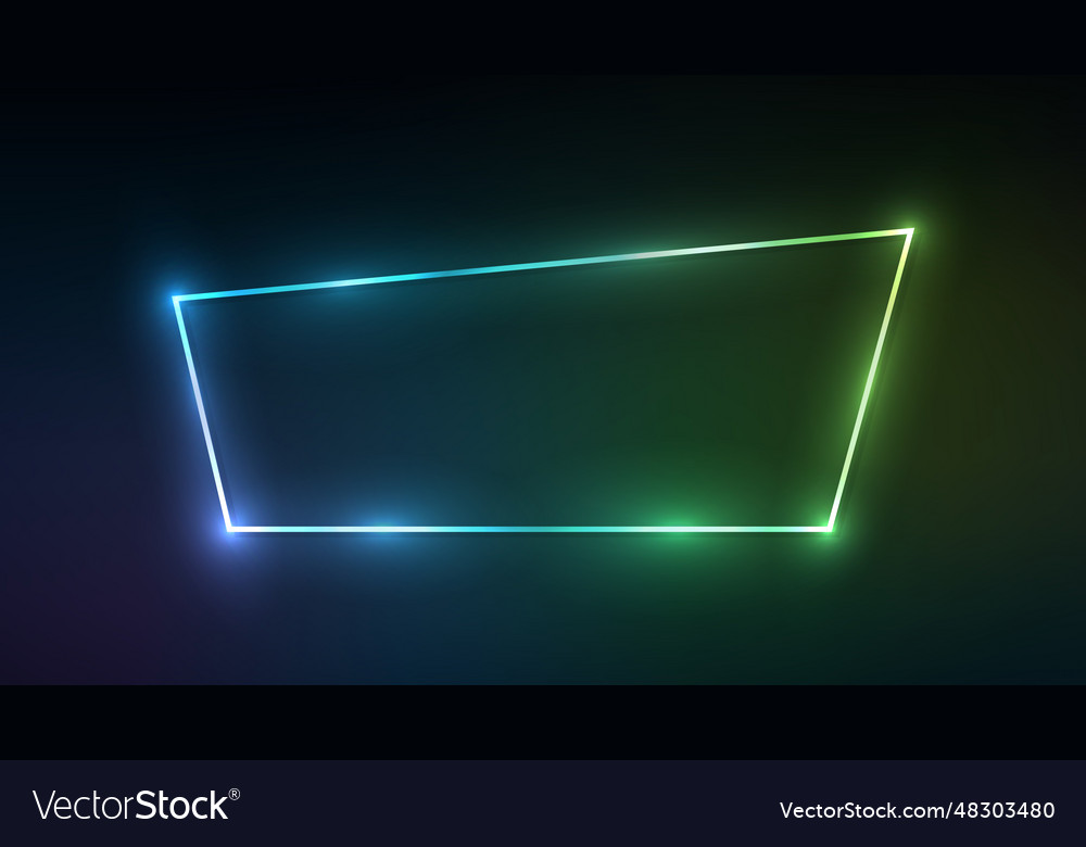 Neon trapezoid frame with shining effects Vector Image