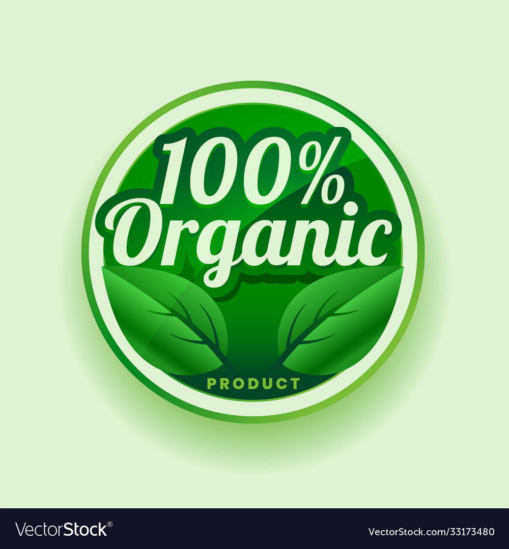 Pur and organic green label sticker design