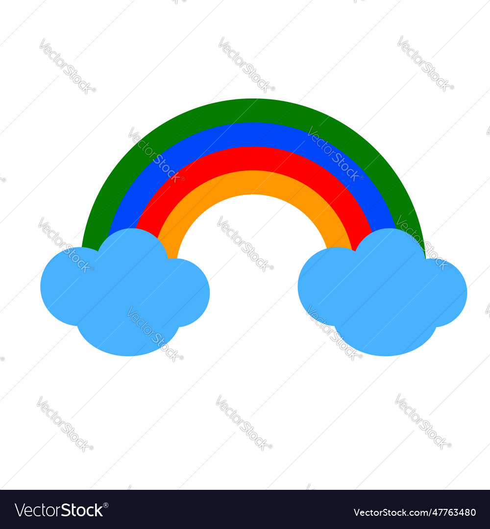 Rainbow clouds cartoon flat design Royalty Free Vector Image