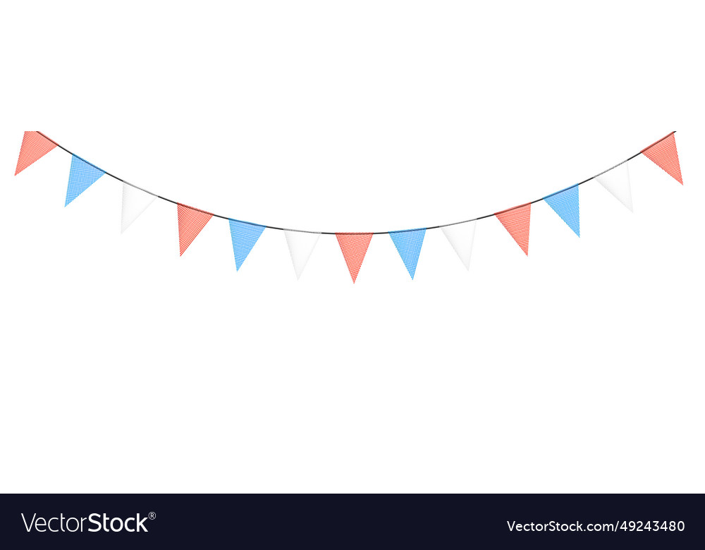 Red and blue bunting garlands with flags made Vector Image