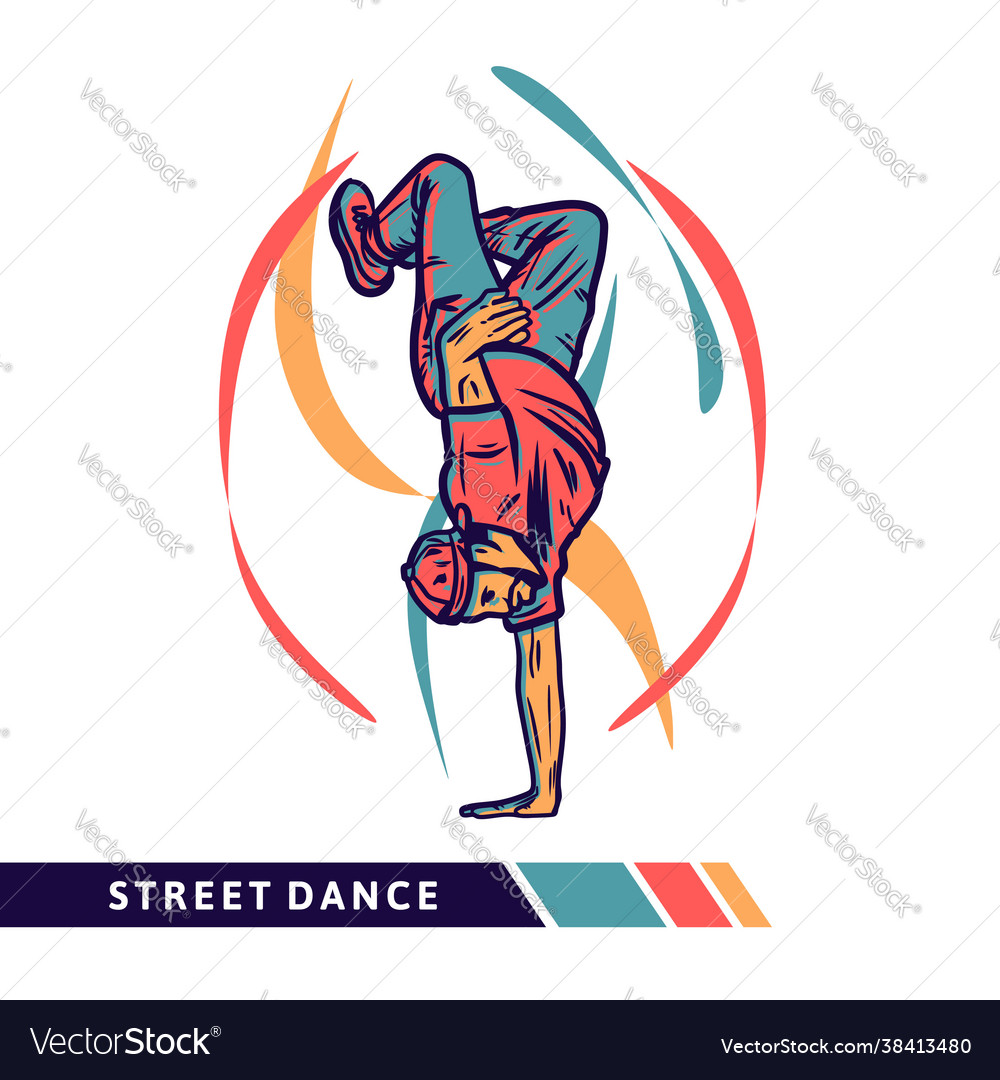 Street dance with man doing freestyle Royalty Free Vector