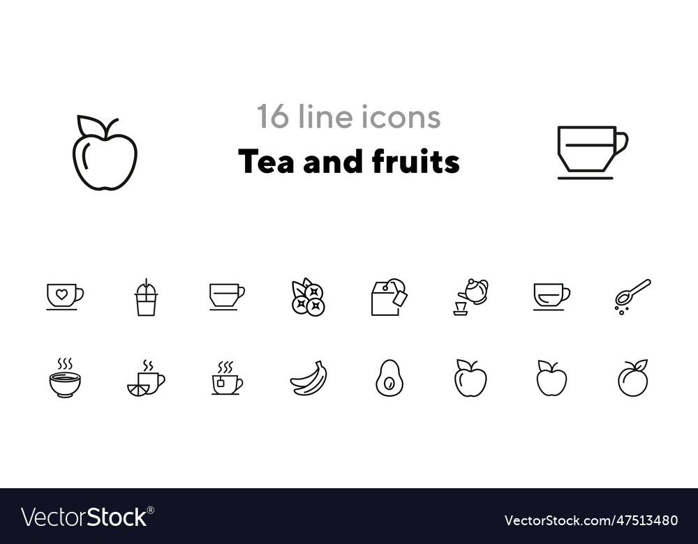 Tea and fruits icons