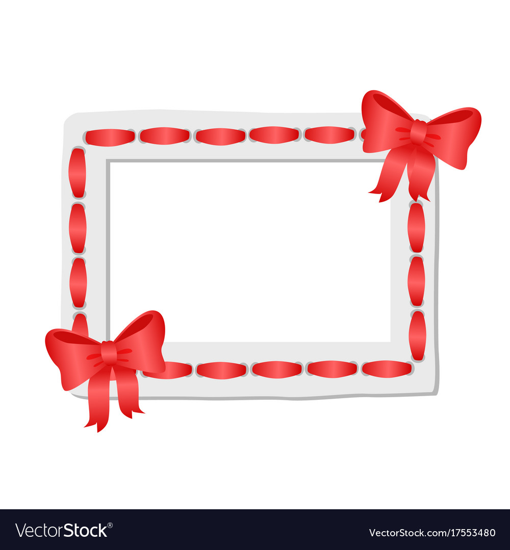 White Frame With Rounded Edges Decorated Red Tape Vector Image