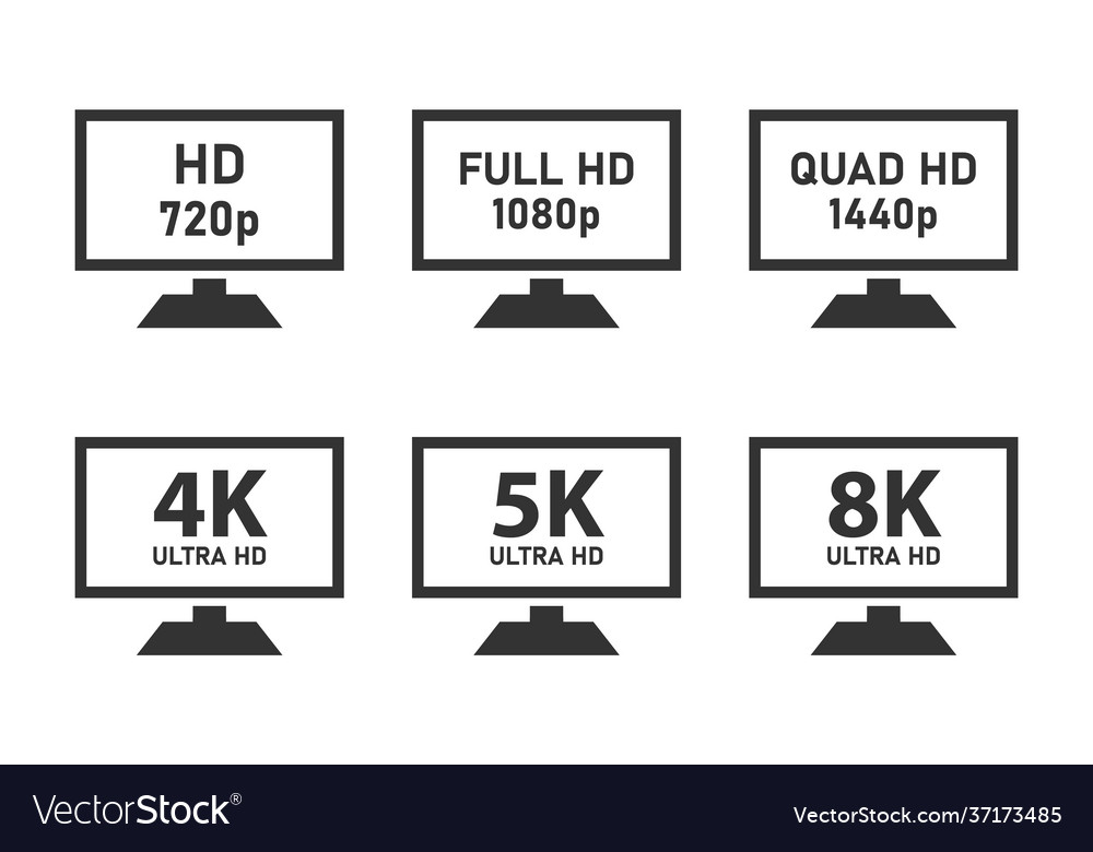 4k uhd 5k 8k quad hd full and video Royalty Free Vector